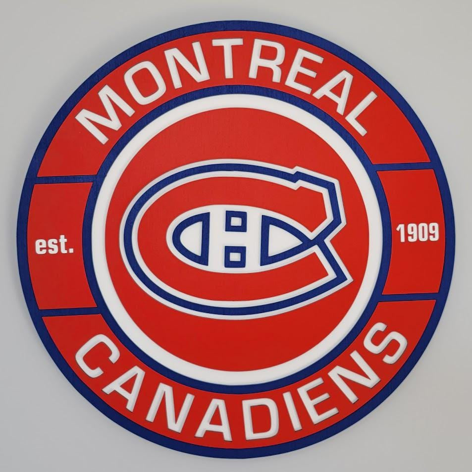 Panneau Logo 3D en Bois des Canadiens de Montréal : Cadeau pour les Fans de Hockey