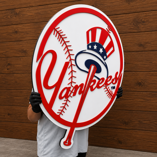 New York Yankees 3D Wood Medallion Sign – Classic Baseball Decor in Real Wood