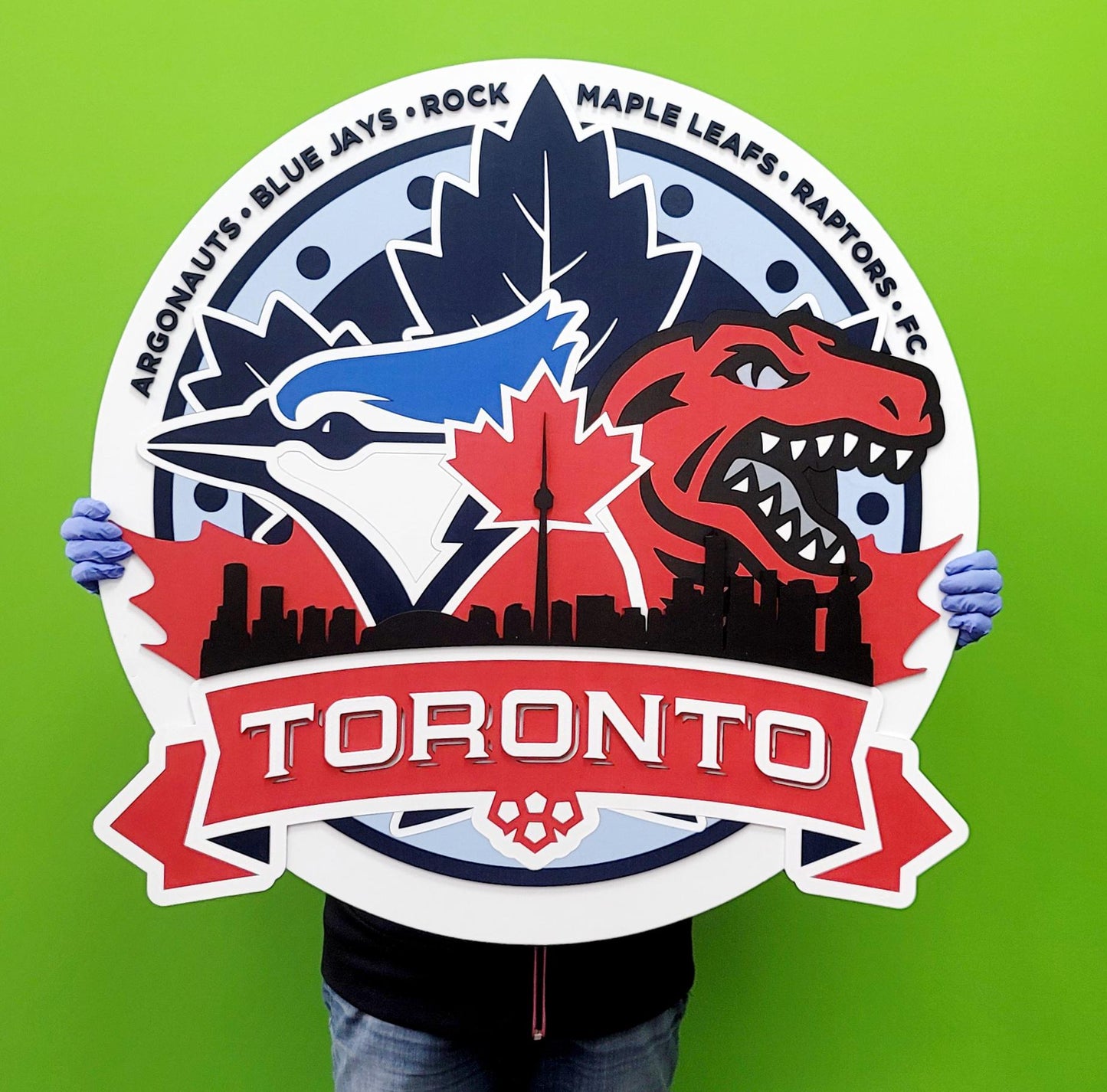 3D Toronto Sports Team Medallion Wooden Sign | Multi-Team Toronto Logo Wall Art | Man Cave &amp; Sports Fan Decor