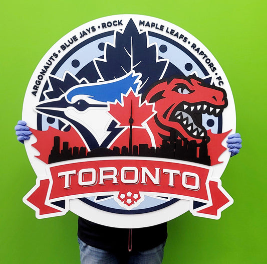 3D Toronto Sports Team Medallion Wooden Sign | Multi-Team Toronto Logo Wall Art | Man Cave &amp; Sports Fan Decor