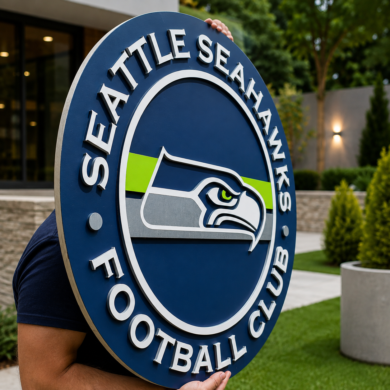 Seattle Seahawks 3D Wood Sign | Football Club Medallion, Man Cave Decor