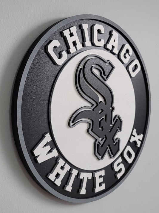 Chicago White Sox 3D Wooden Sports Logo Sign | MLB Baseball Wall Decor