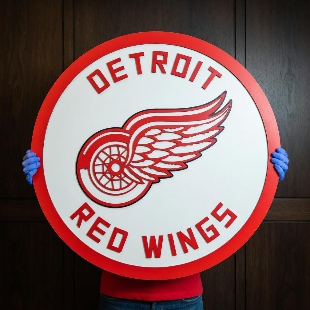 Detroit Red Wings 3D Wood Sign – Premium Multi-Layer Hockey Decor