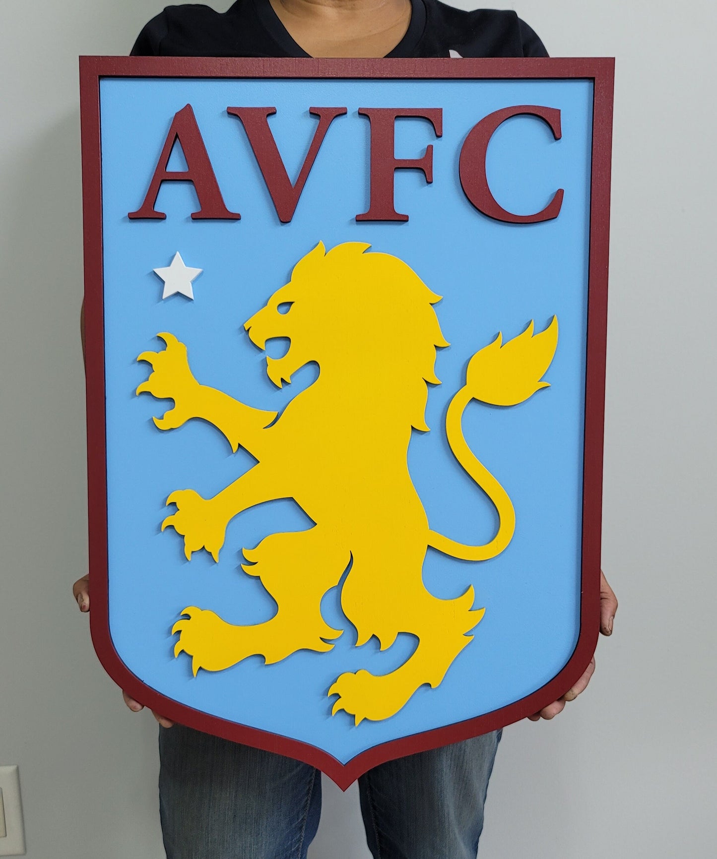 Aston Villa FC 3D Multi-Layer Wooden Logo Sign | Soccer Wall Decor | Man Cave, Game Room &amp; Football Fan Gift