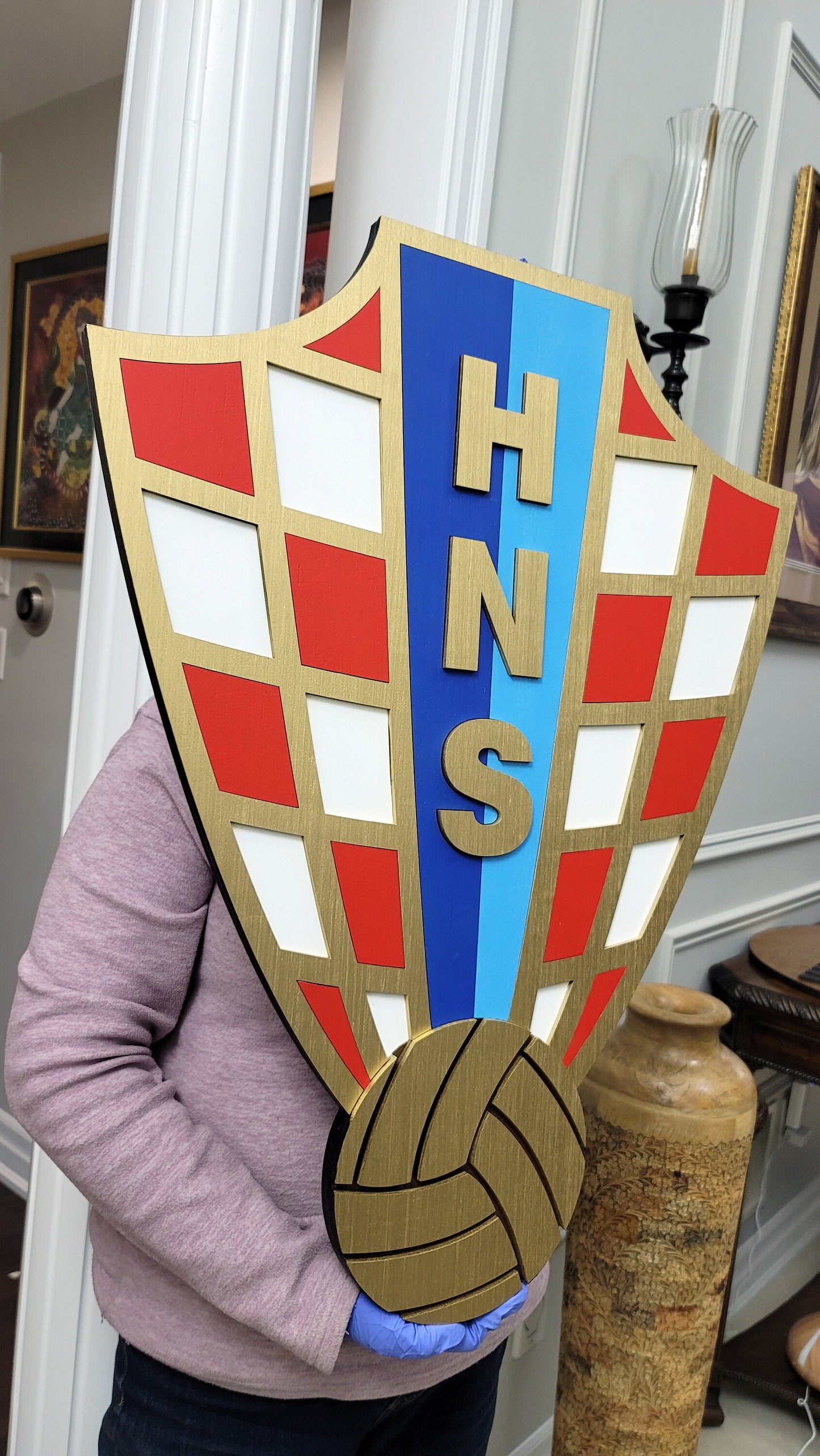 Croatia Football Team 3D Multi-Layer Wooden Sign | 🇭🇷 Croatia Soccer Logo Medallion | 🏟️ Man Cave, Game Room &amp; Fan Gift