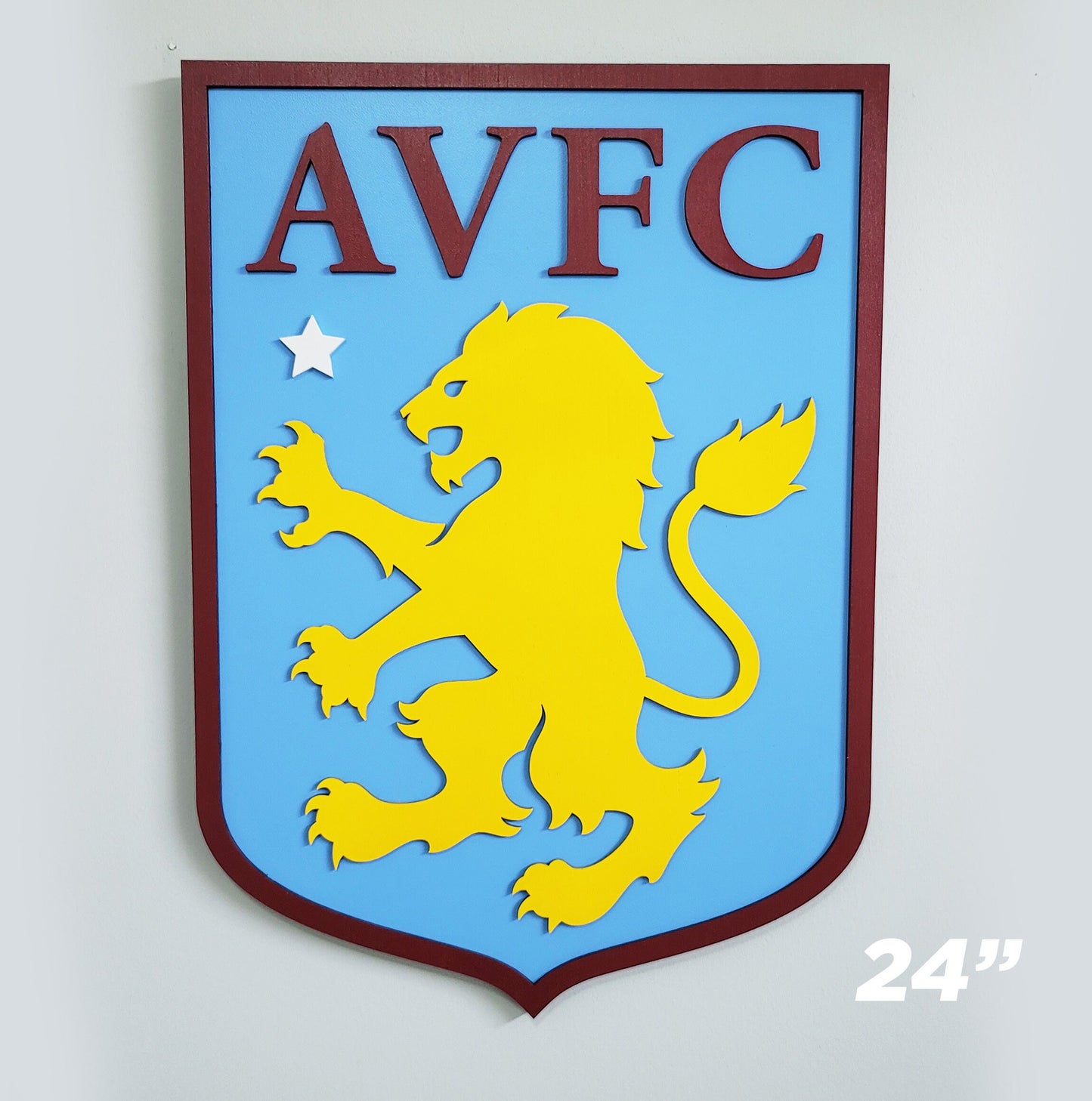 Aston Villa FC 3D Multi-Layer Wooden Logo Sign | Soccer Wall Decor | Man Cave, Game Room &amp; Football Fan Gift