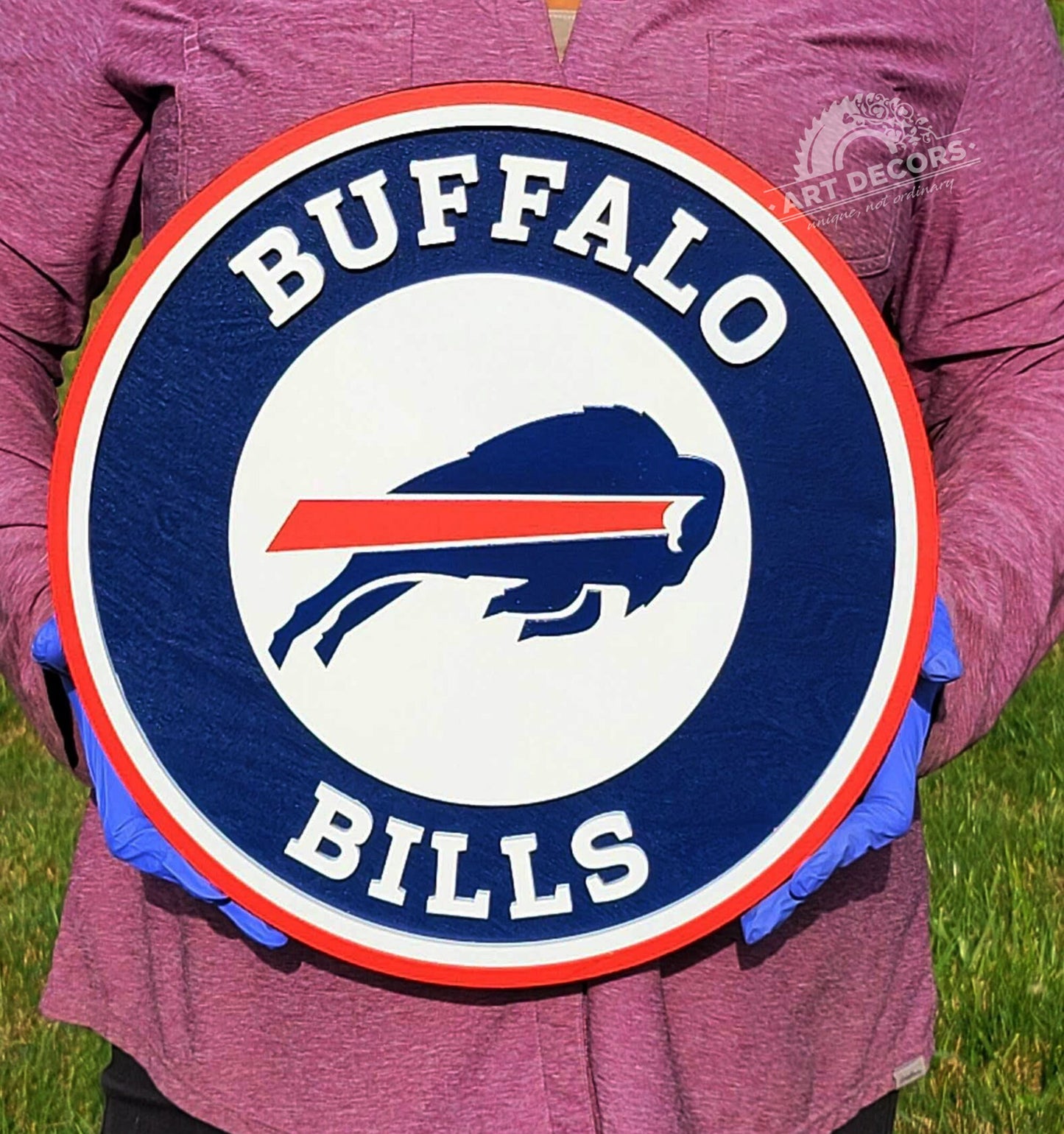 Buffalo Bills 3D Multi-Layer Wooden Football Logo Sign | Man Cave Wall Decor | NFL Fan Gift