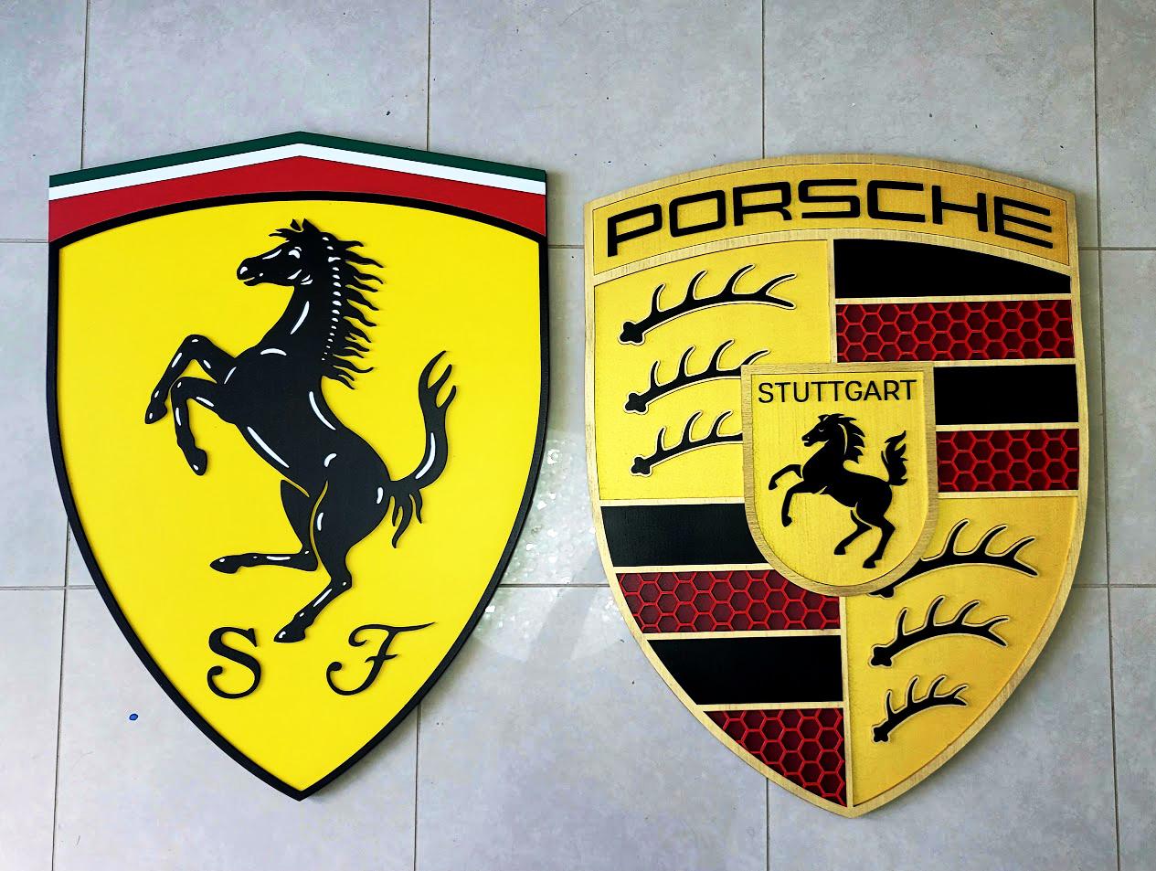 3d Ferrari and Porsche logo sign wall art for sale