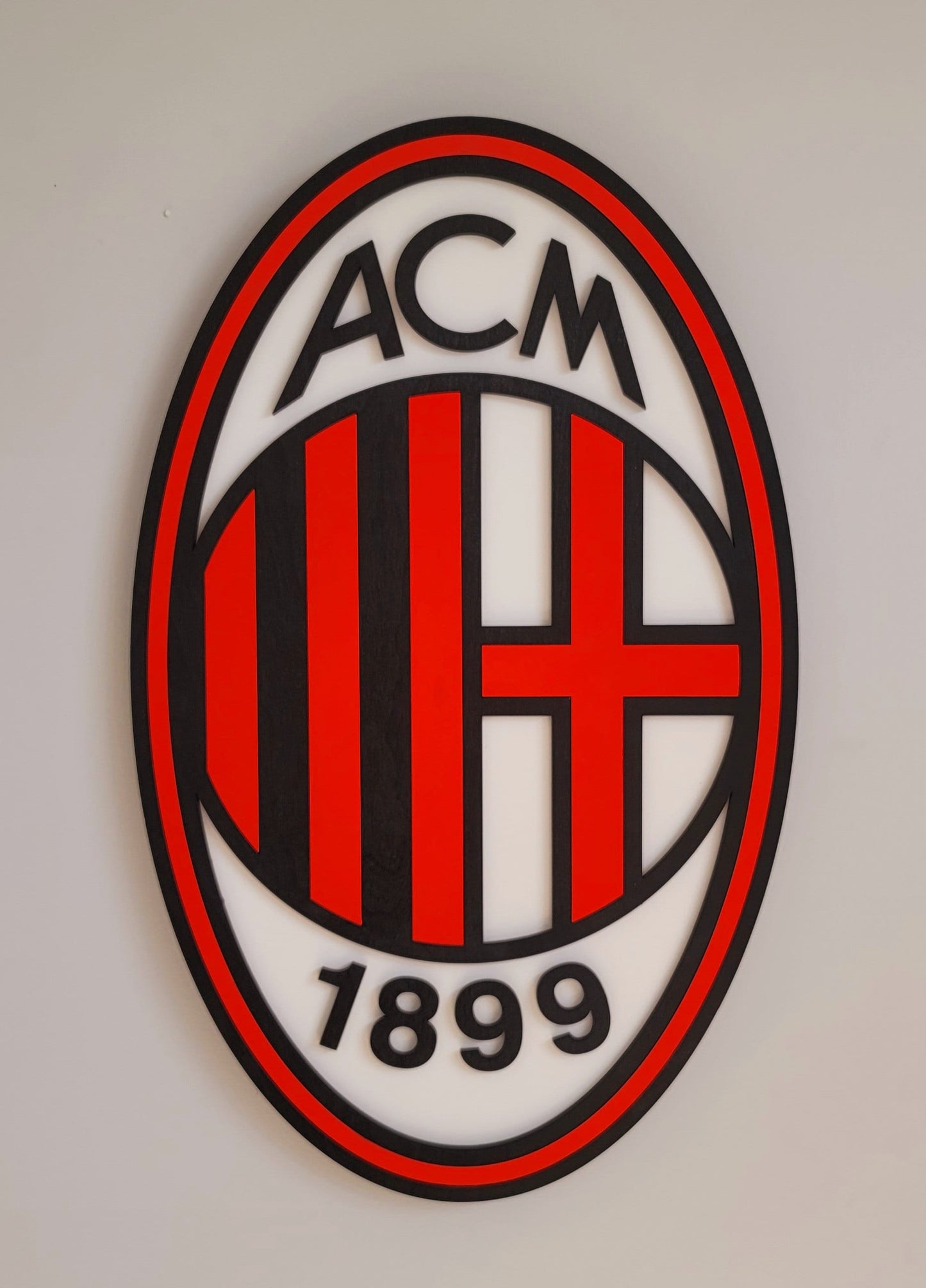 AC Milan 3D Multi-Layer Wooden Football Club Sign | Soccer Wall Art | Game Room, Man Cave &amp; Fan Gift