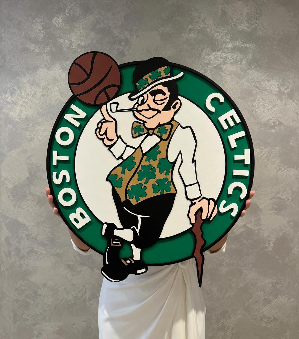 Boston Celtics 3D Wooden Logo Sign – Premium NBA Man Cave Wall Decor