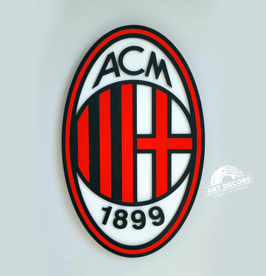 AC Milan 3D Multi-Layer Wooden Football Club Sign | Soccer Wall Art | Game Room, Man Cave &amp; Fan Gift