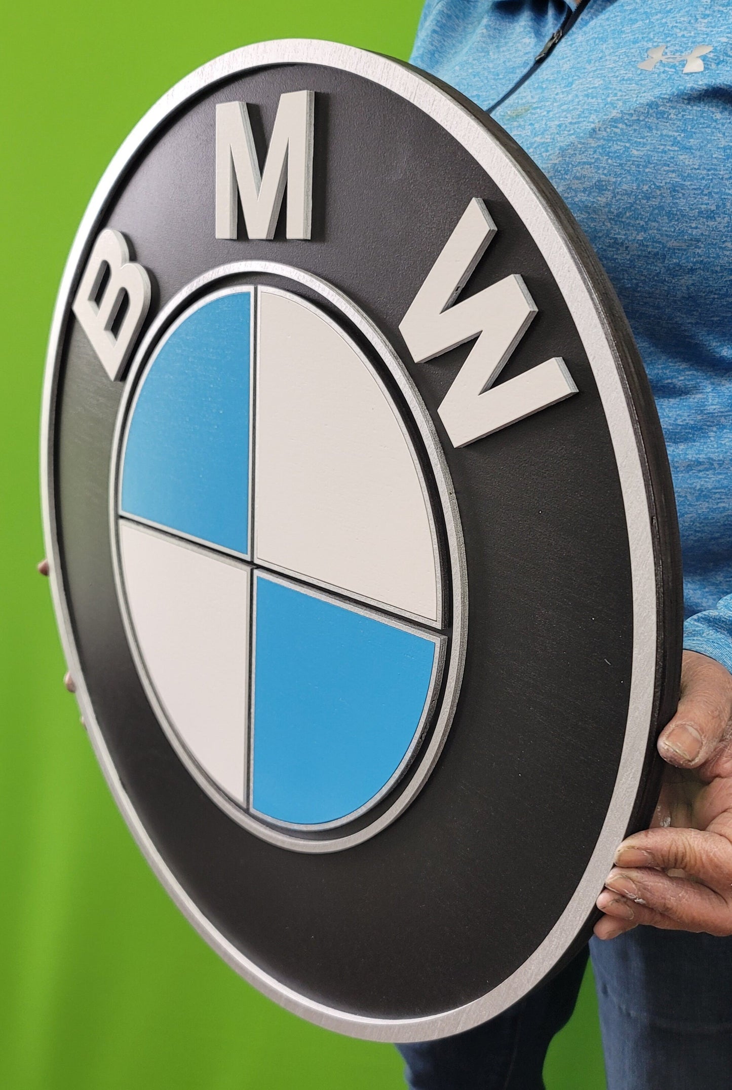 BMW 3D Wooden Logo Sign | Round BMW Club Medallion Wall Art | Man Cave, Garage &amp; Automotive Decor