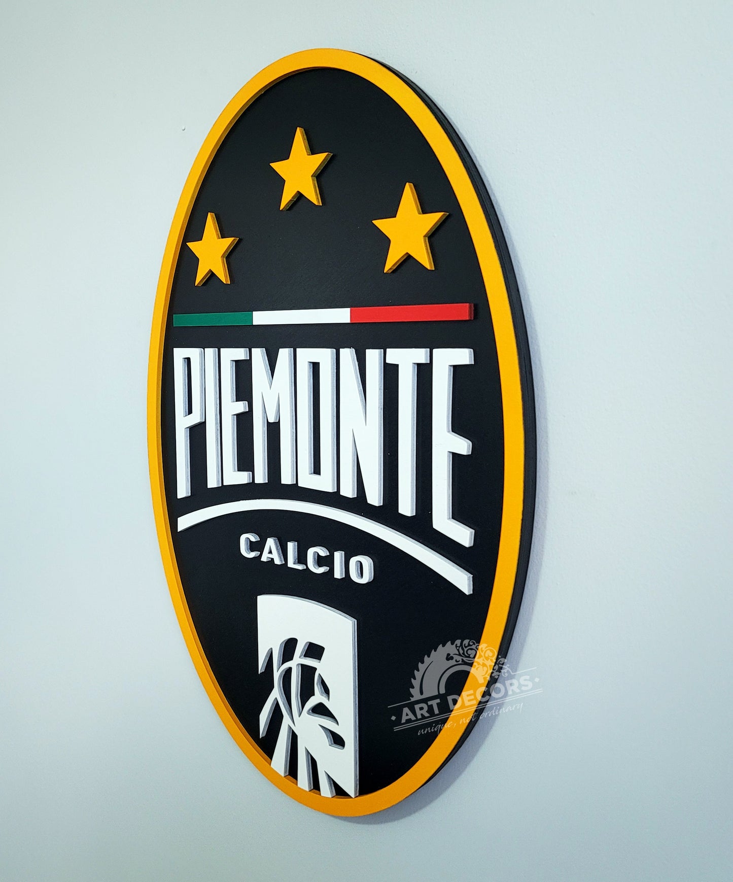 Piemonte Calcio 3D Multi-Layer Wooden Sports Medallion Sign | Soccer Wall Decor | 🏟️ Man Cave, Game Room &amp; Football Fan Gift