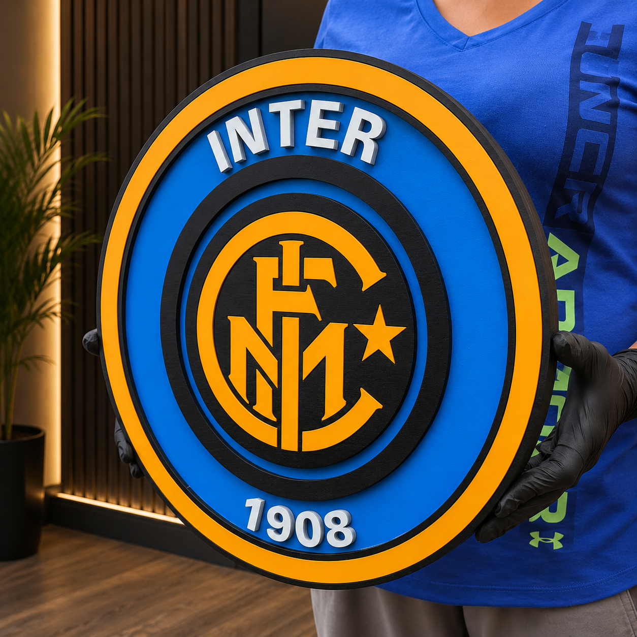 Inter Milan FC 3D Wood Sign | Medallion Games Room Decoration
