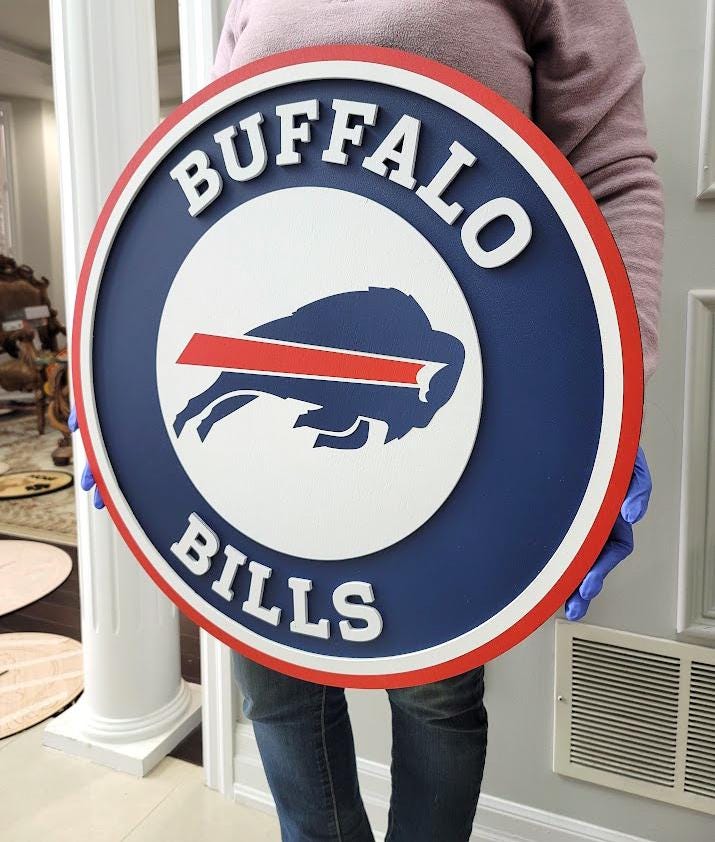 Buffalo Bills 3D Multi-Layer Wooden Football Logo Sign | Man Cave Wall Decor | NFL Fan Gift