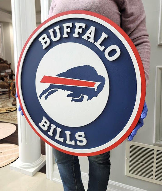 Buffalo Bills 3D Multi-Layer Wooden Football Logo Sign | Man Cave Wall Decor | NFL Fan Gift