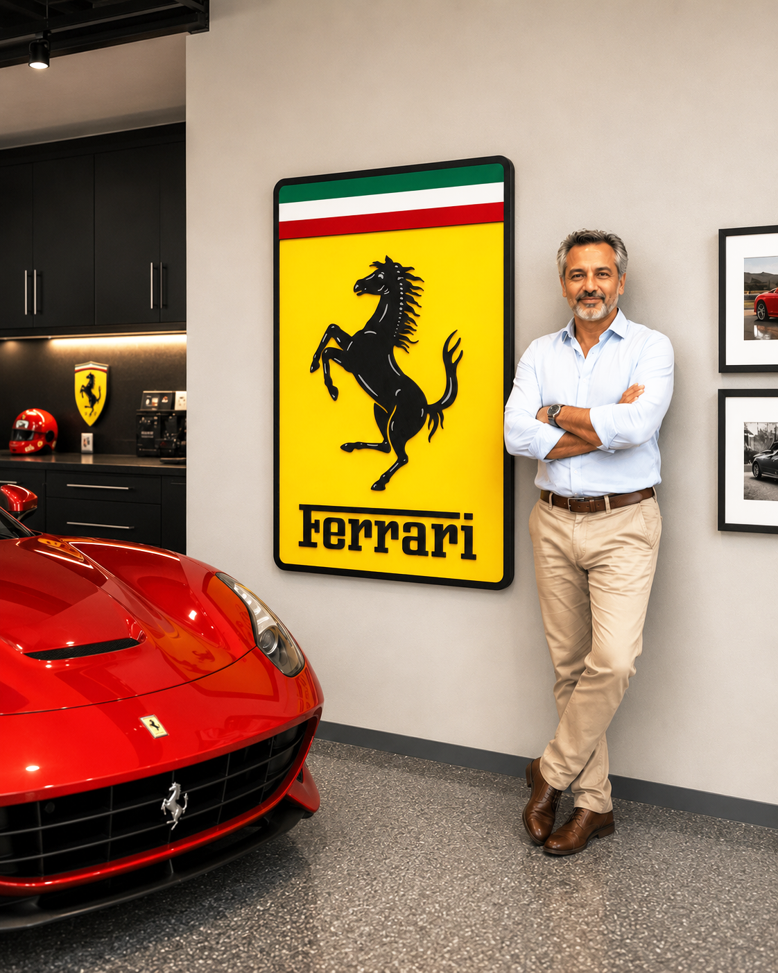 🏎️ Ferrari 3D Multi-Layer Wooden Logo Sign | Luxury Car Wall Decor | 🏁 Garage, Man Cave &amp; Supercar Enthusiast Gift