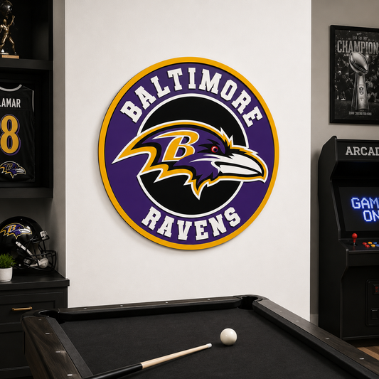 Baltimore Ravens 3D Logo Sign | Man Cave, Games Room Decoration
