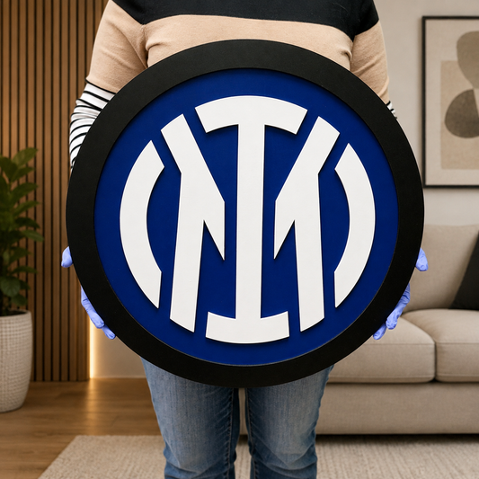 Inter Milan 3D Wooden Sign – Premium Football Decor for Nerazzurri Fans