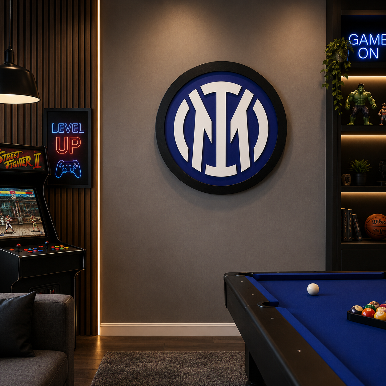 Inter Milan 3D Wooden Sign – Premium Football Decor for Nerazzurri Fans