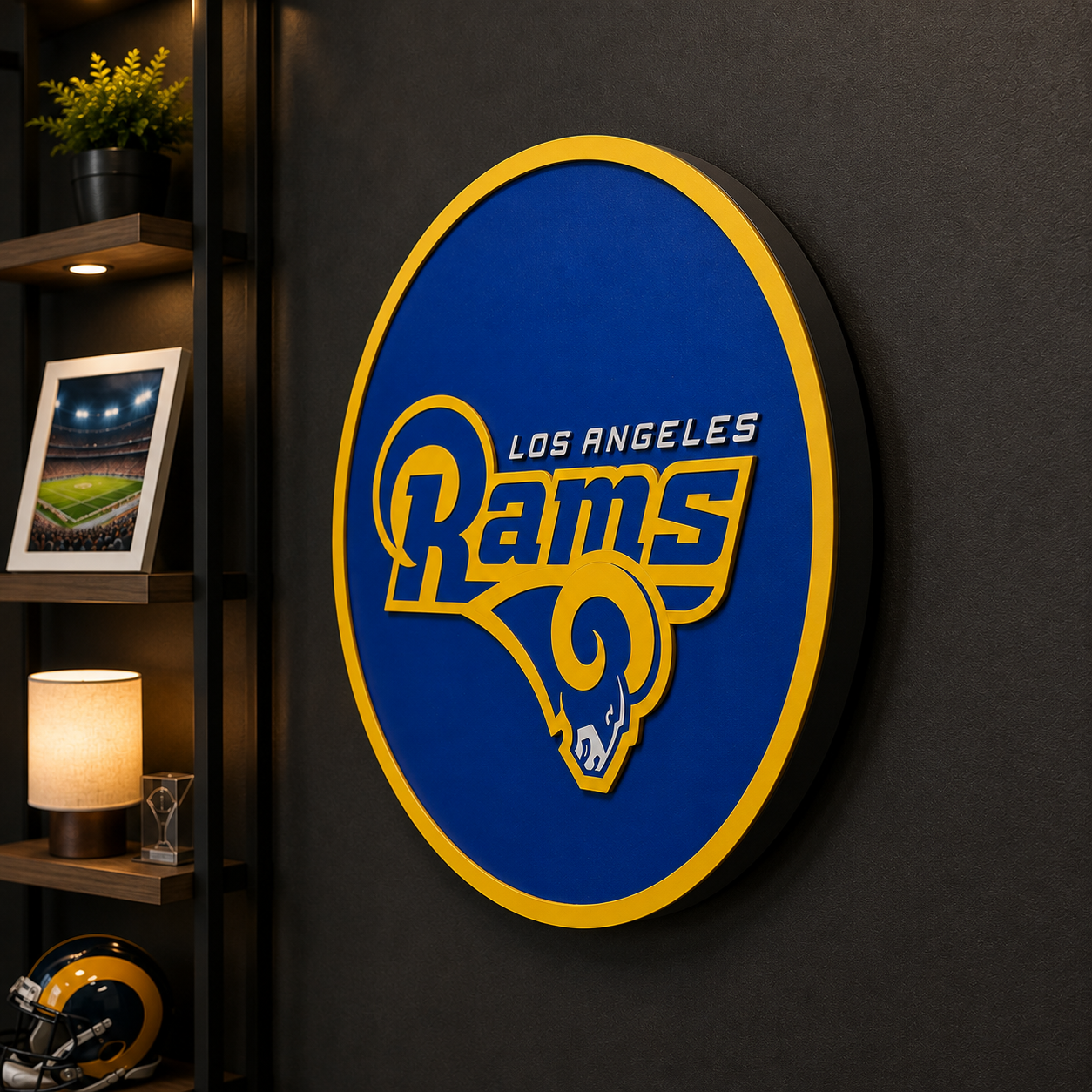 Panneau en bois 3D Los Angeles Rams : Cadeau pour fan de football