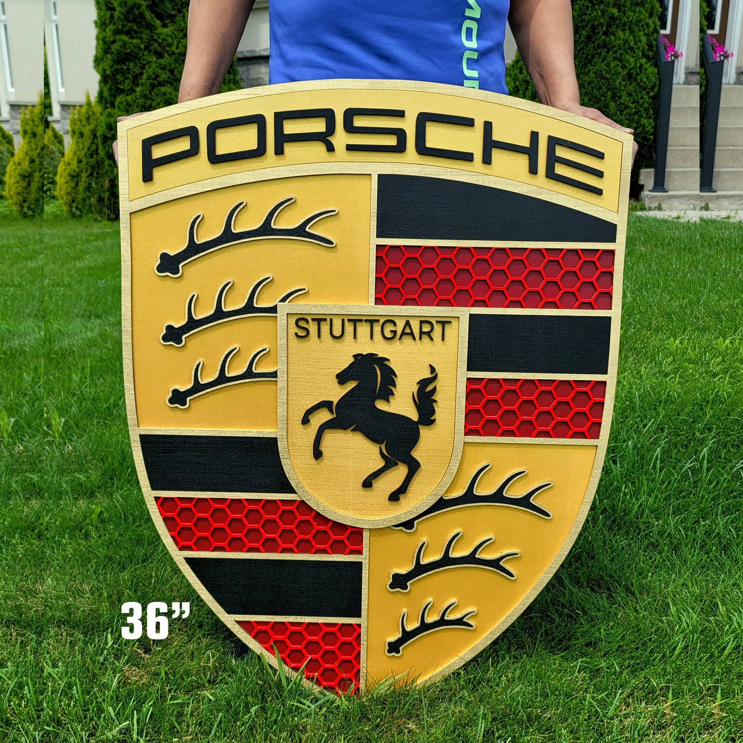 Porsche 3D Logo Sign – Premium Wooden Wall Art for Garage, Man Cave & Porsche Enthusiasts