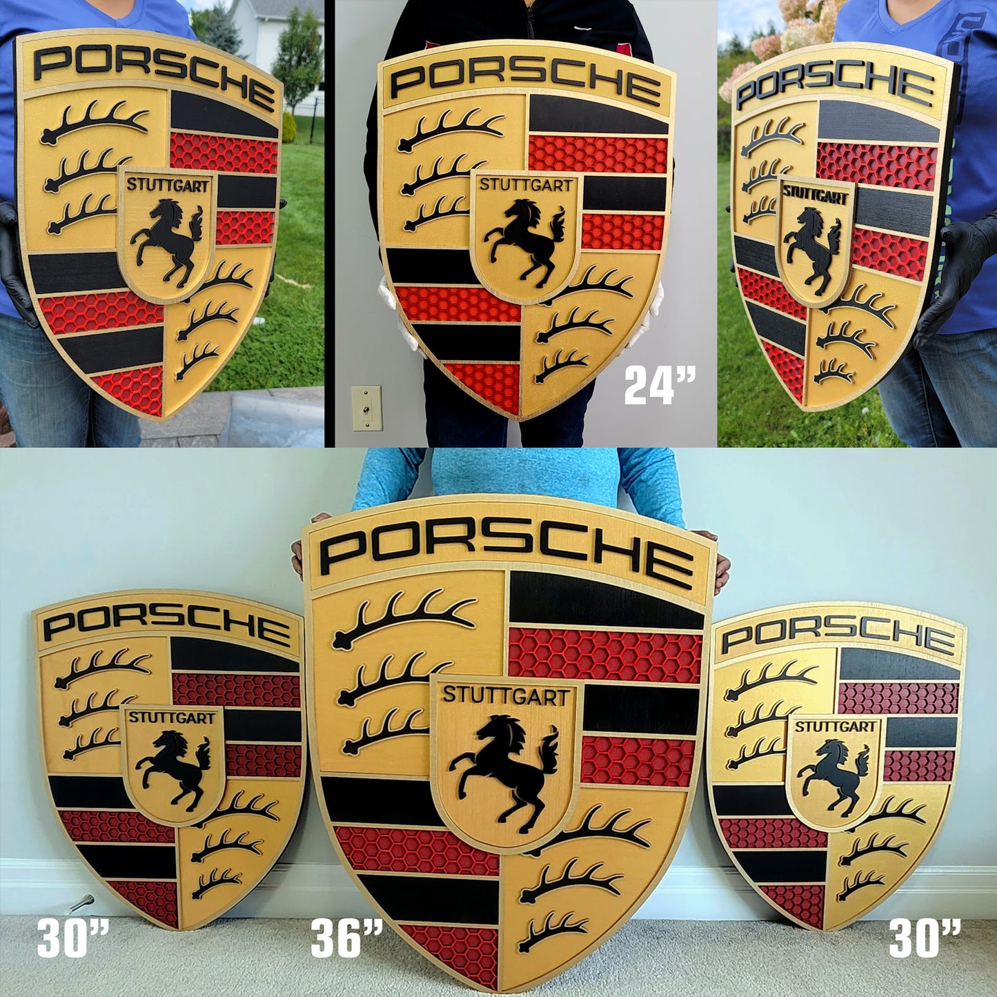 Porsche 3D Logo Sign – Premium Wooden Wall Art for Garage, Man Cave & Porsche Enthusiasts