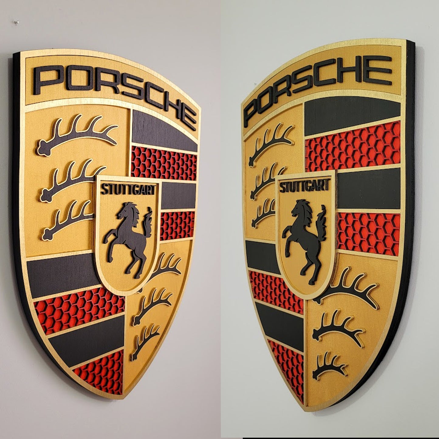 Porsche 3D Logo Sign – Premium Wooden Wall Art for Garage, Man Cave & Porsche Enthusiasts