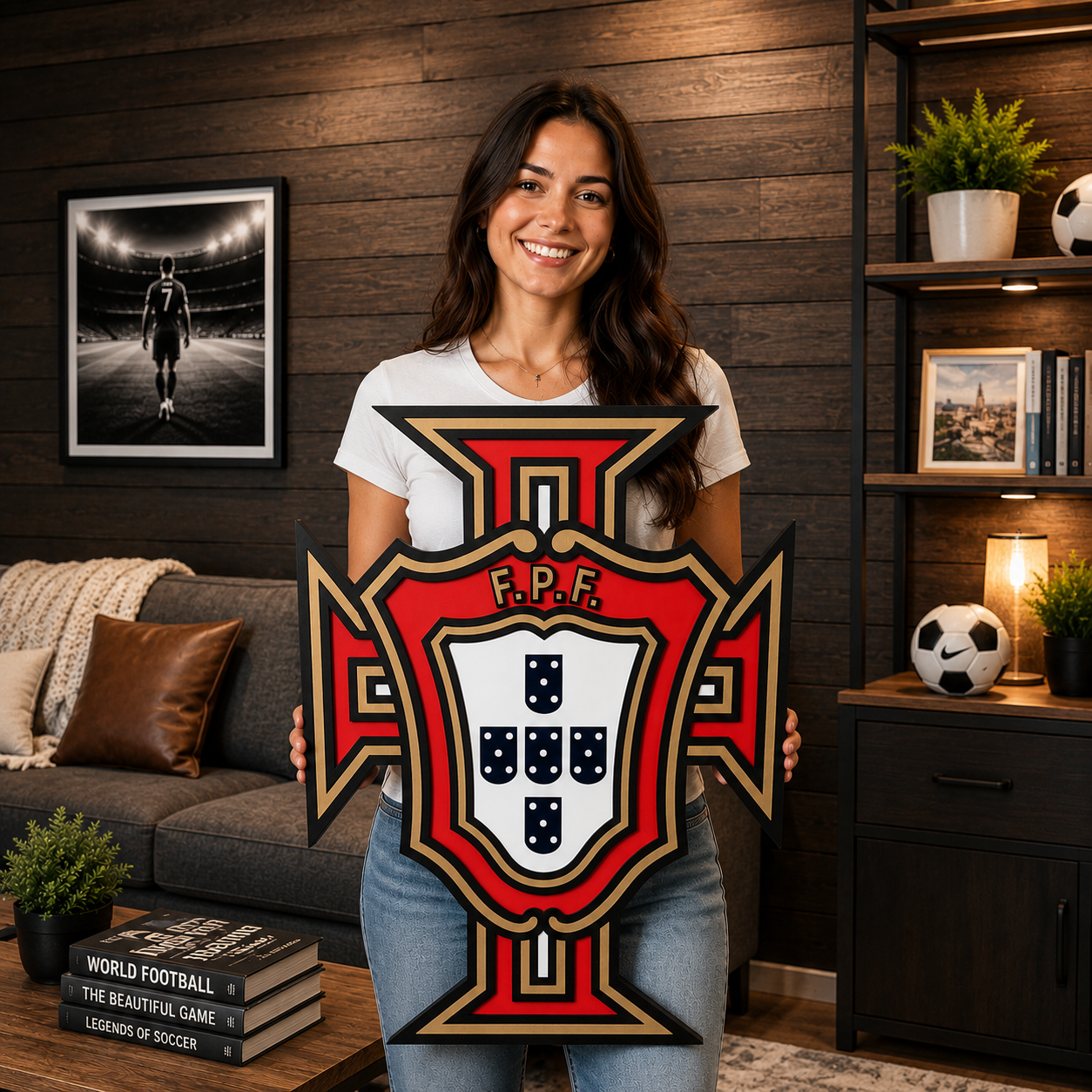 Portugal Football 3D Wooden Sign – Portuguese Pride Meets Football Passion