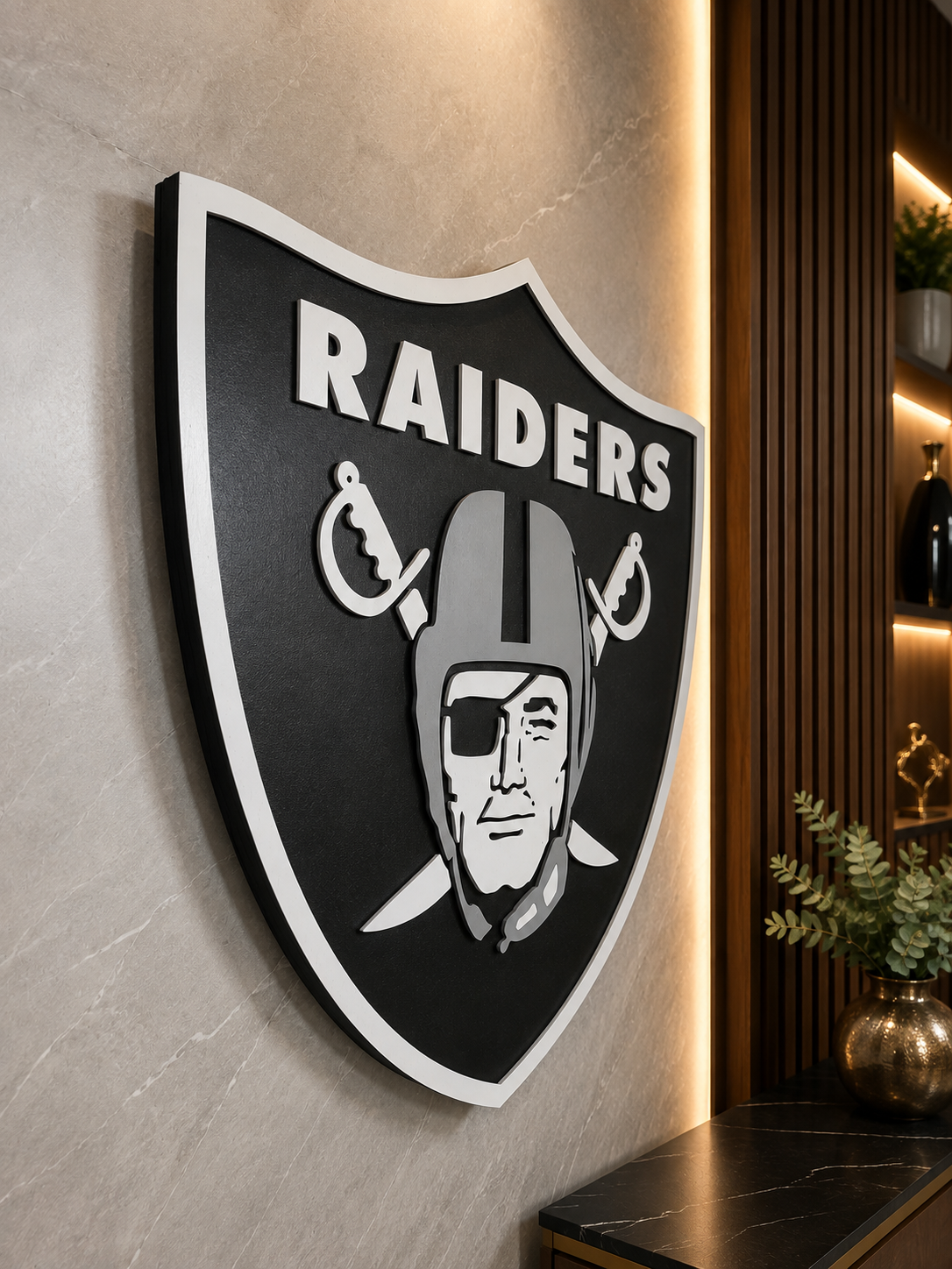Raiders Football 3D Wooden Sign – Built for Raider Nation
