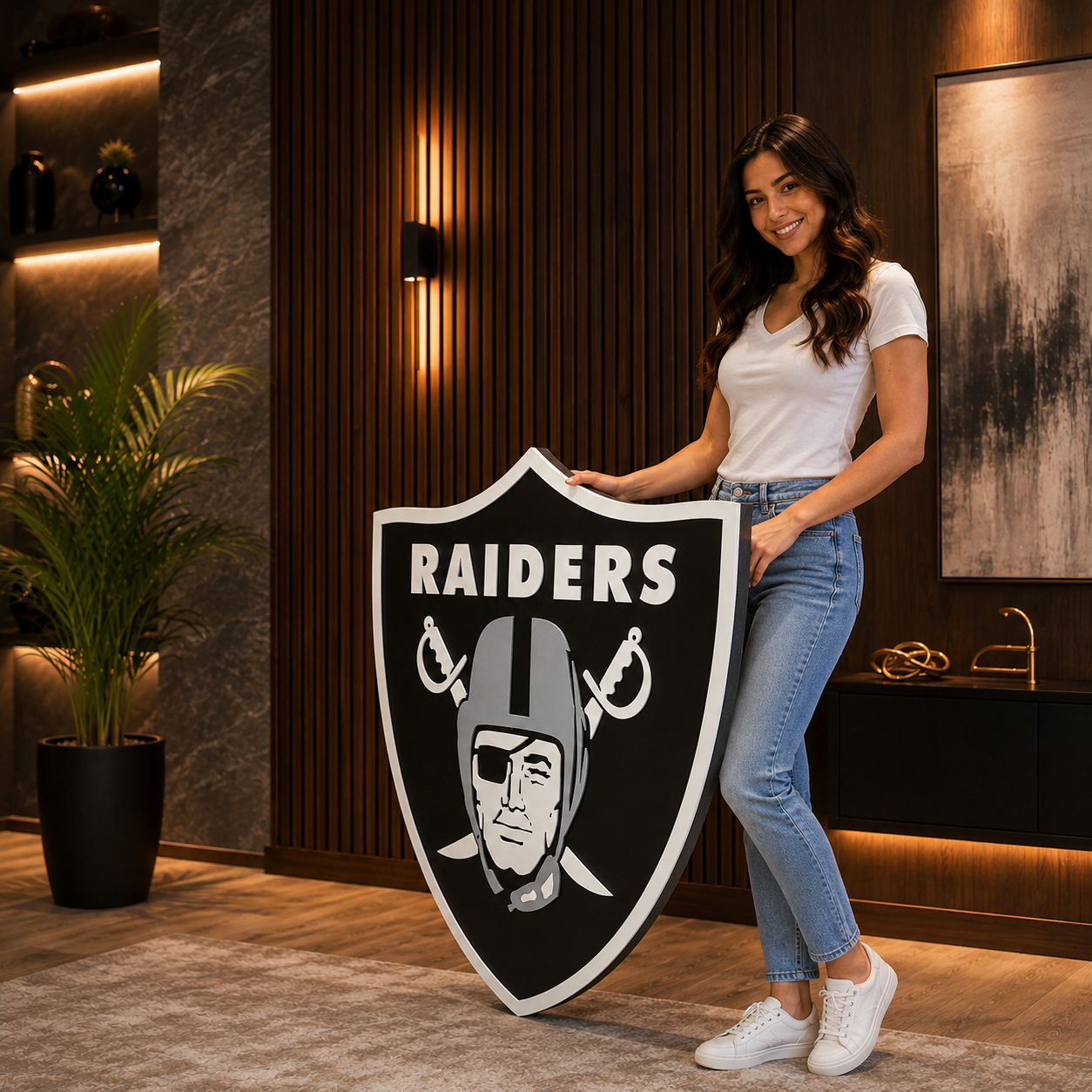Raiders Football 3D Wooden Sign – Built for Raider Nation