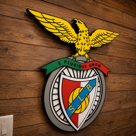 SL Benfica 3D Wood Sign – Portuguese Football Pride for Your Walls
