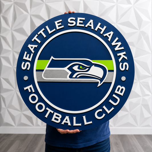 Seattle Seahawks 3D Wood Sign | Football Club Medallion, Man Cave Decor