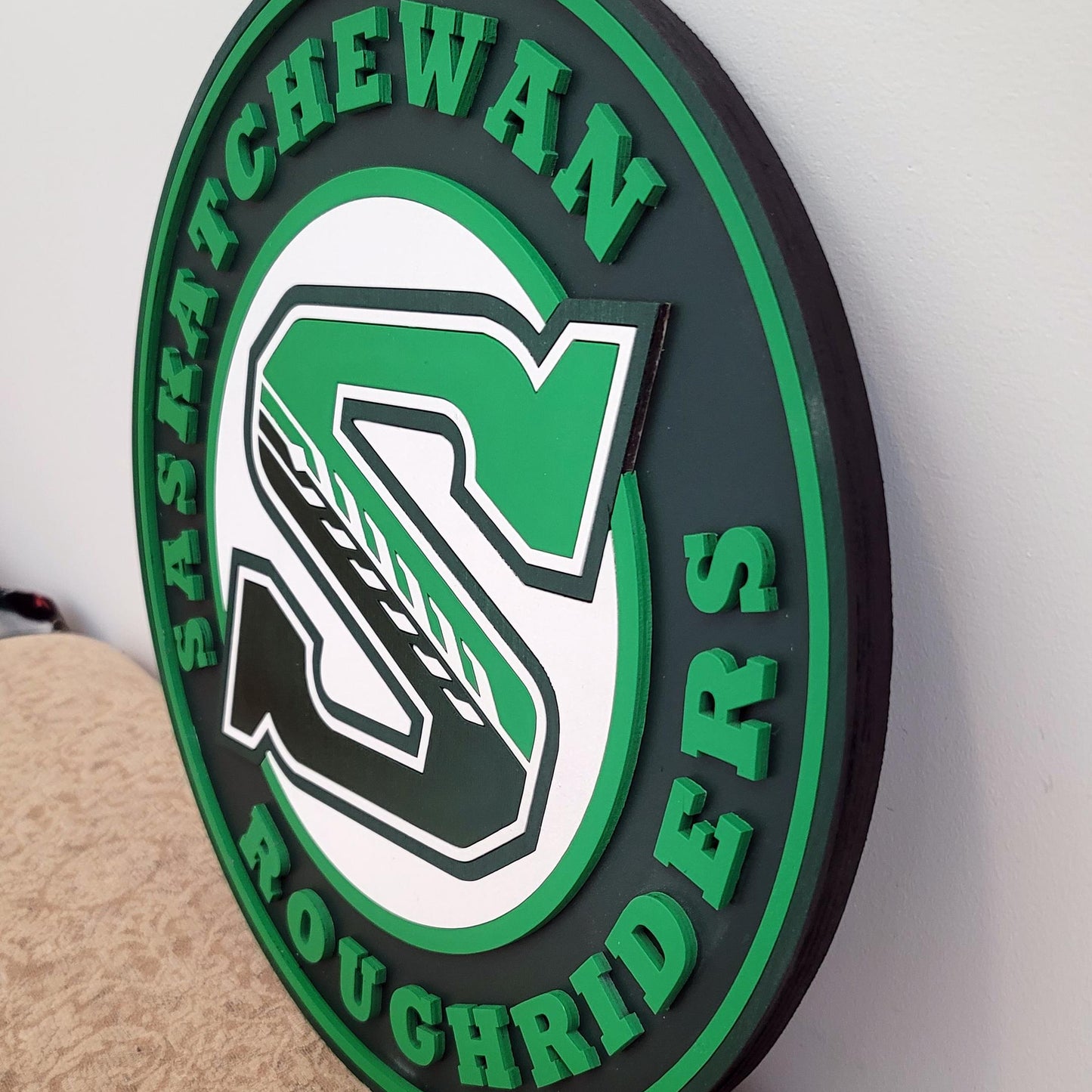 Saskatchewan Roughriders 3D Wooden Sign – Prairie Football Pride in Real Wood