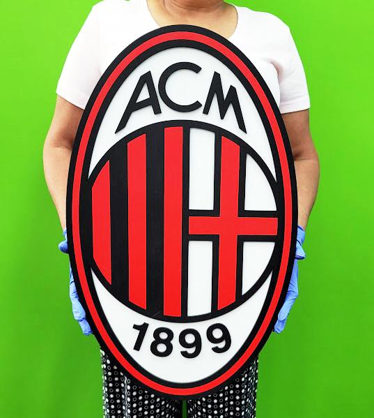 AC Milan 3D Multi-Layer Wooden Football Club Sign | Soccer Wall Art | Game Room, Man Cave &amp; Fan Gift
