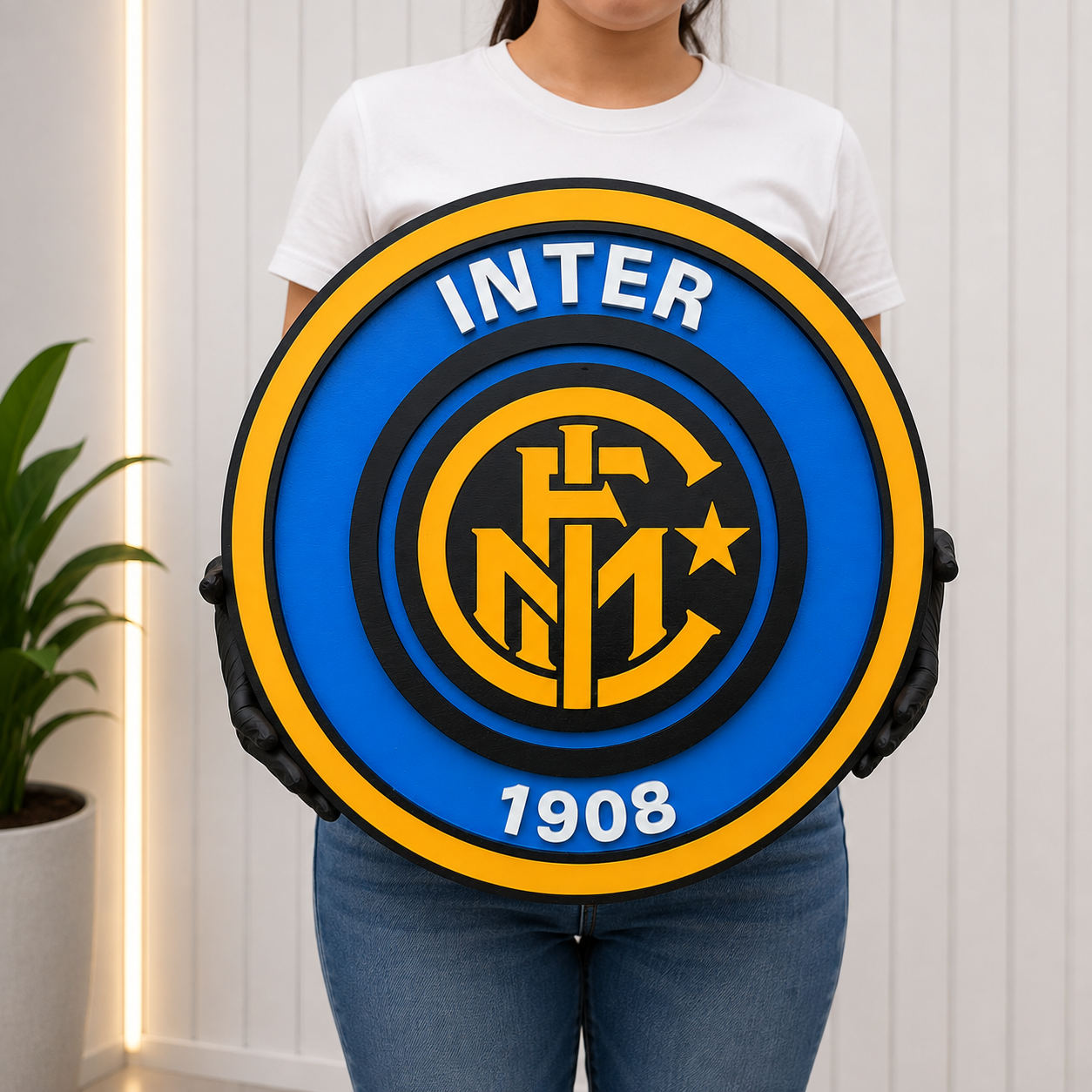 Inter Milan FC 3D Wood Sign | Medallion Games Room Decoration