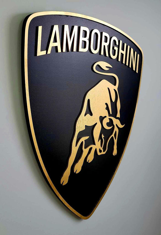 Lamborghini 3D Multi-Layer Wooden Logo Sign | Luxury Supercar Wall Decor | 🏁 Garage, Man Cave &amp; Car Enthusiast Gift