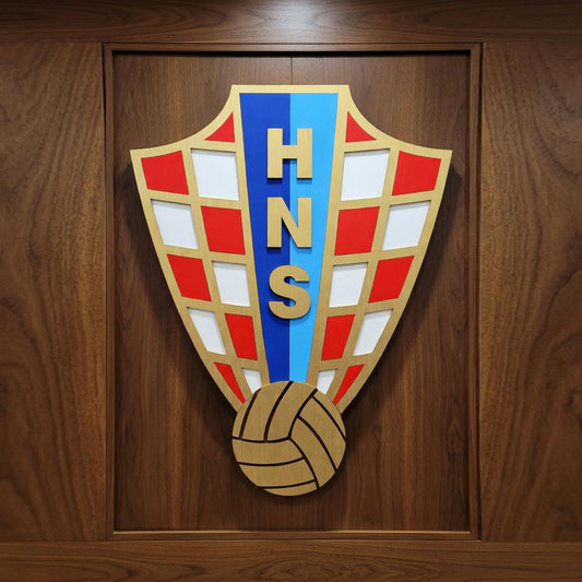 Croatia Football Team 3D Multi-Layer Wooden Sign | 🇭🇷 Croatia Soccer Logo Medallion | 🏟️ Man Cave, Game Room &amp; Fan Gift