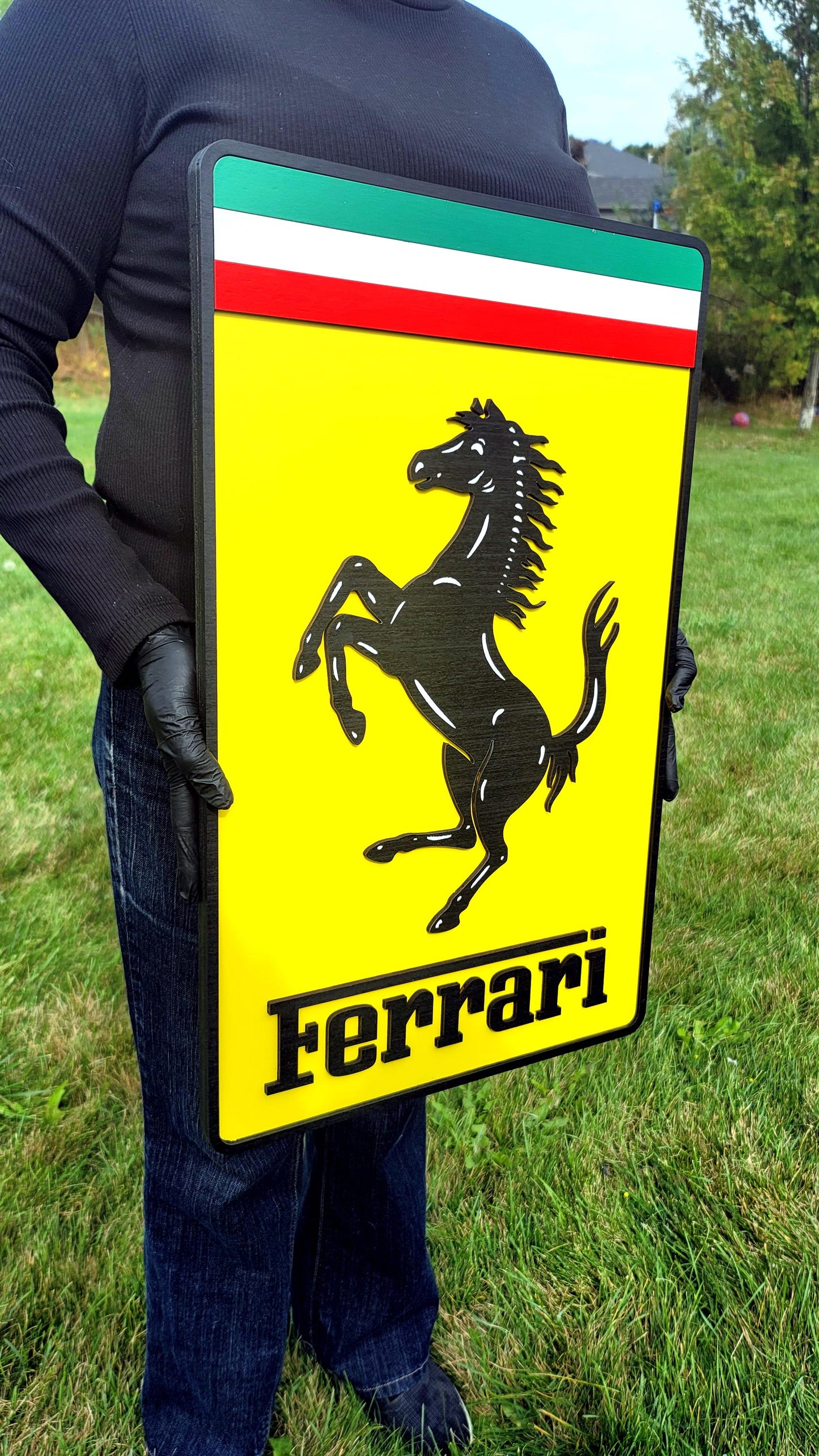 3D Ferrari Car Logo Luxury Sign | Garage Man Cave Decor