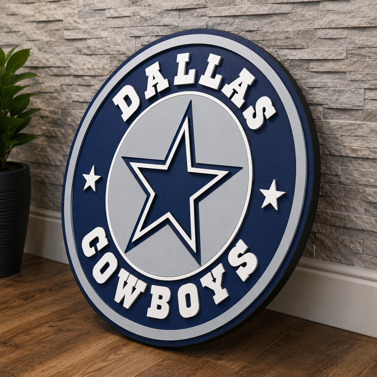 Enseigne en bois 3D Dallas Cowboys | Décoration de cave à homme multicouche