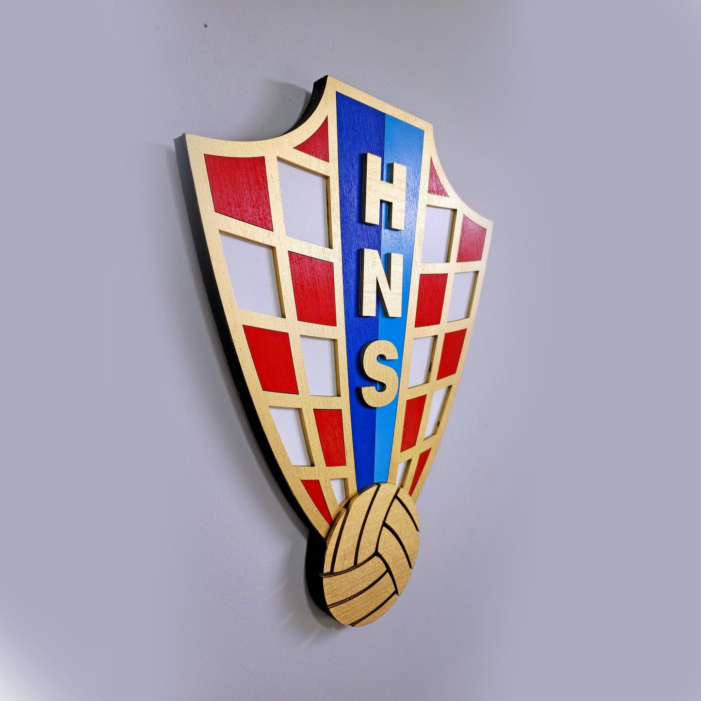 Croatia Football Team 3D Multi-Layer Wooden Sign | 🇭🇷 Croatia Soccer Logo Medallion | 🏟️ Man Cave, Game Room &amp; Fan Gift