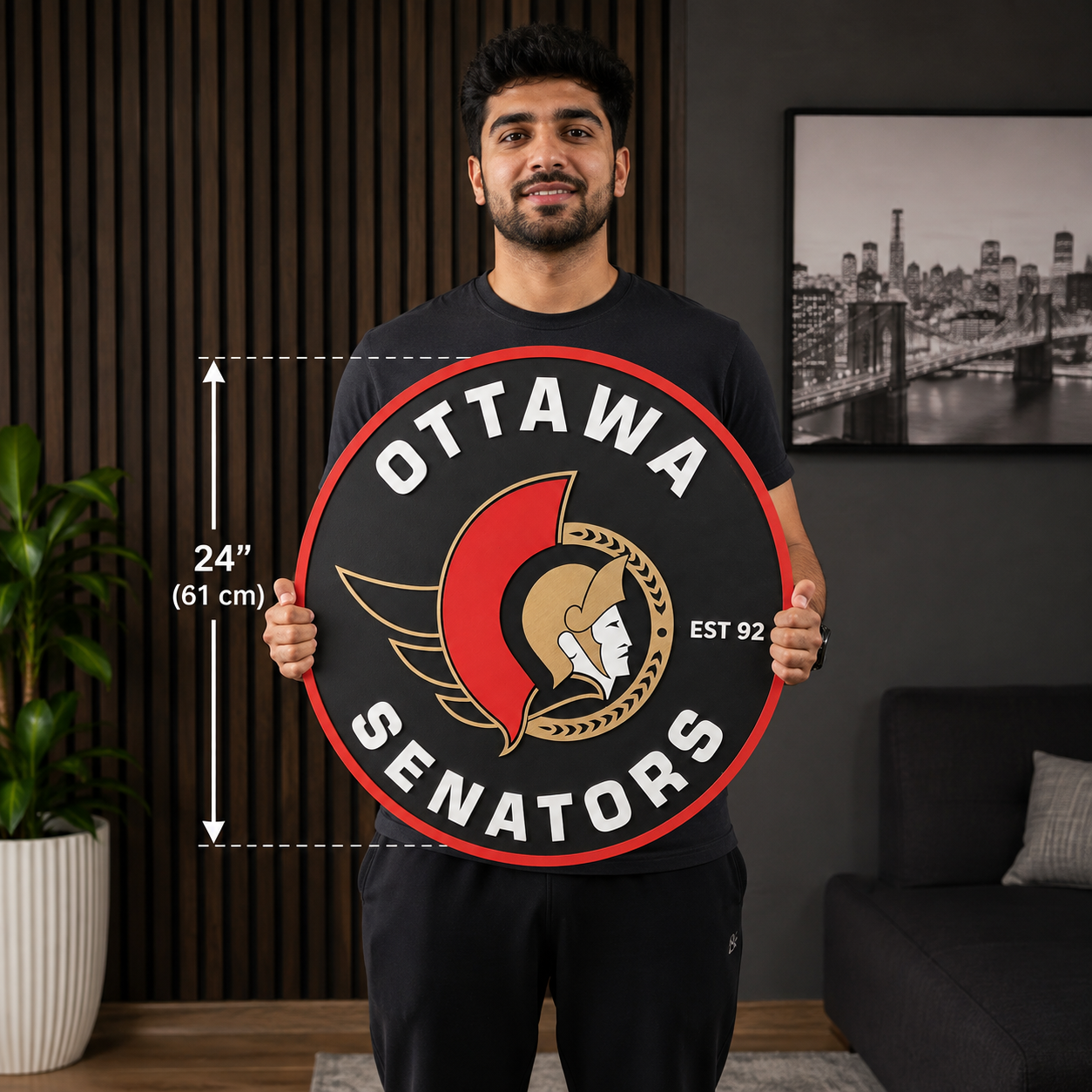 Ottawa Senators 3D Wood Sign – Canadian Hockey Decor Made in Ontario