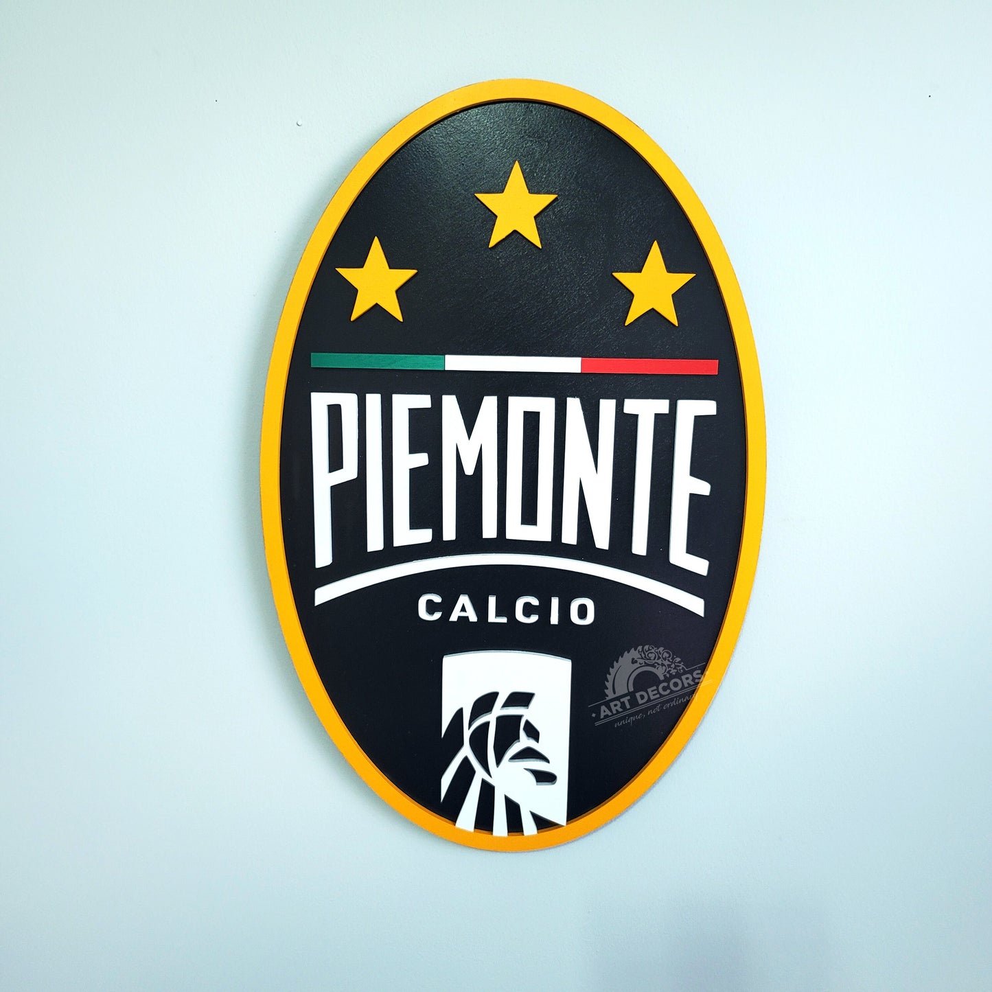 Piemonte Calcio 3D Multi-Layer Wooden Sports Medallion Sign | Soccer Wall Decor | 🏟️ Man Cave, Game Room &amp; Football Fan Gift