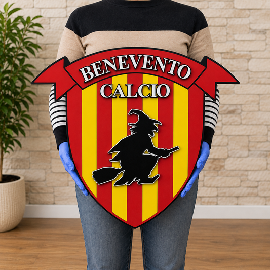 Cartel 3D de madera del club de fútbol italiano Benevento Calcio | Decoración para cuevas de hombre o sala de juegos
