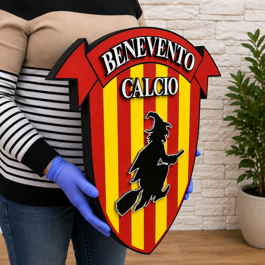 Cartel 3D de madera del club de fútbol italiano Benevento Calcio | Decoración para cuevas de hombre o sala de juegos