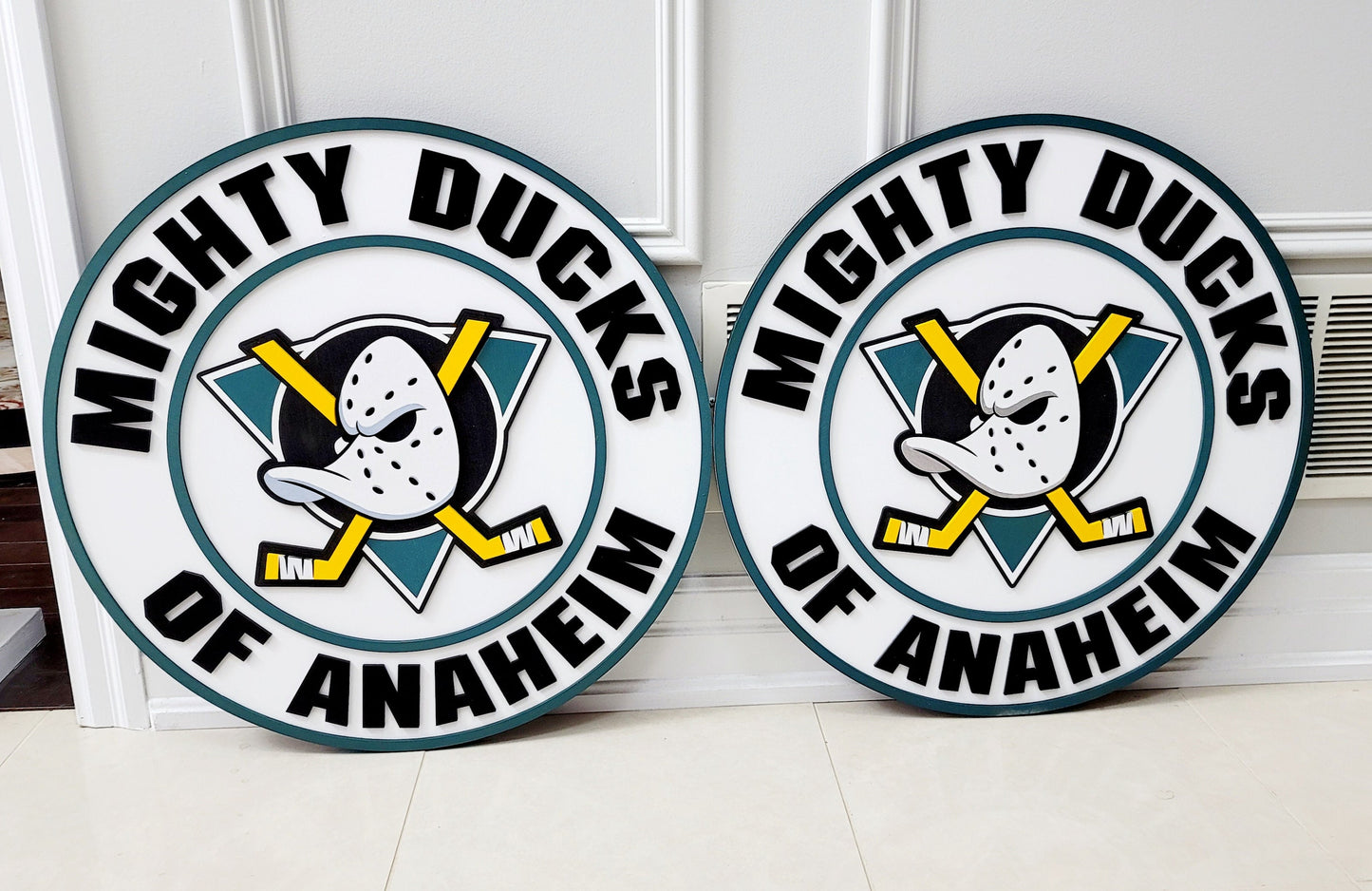 Letrero de madera 3D del logo de los Anaheim Ducks, decoración de pared deportiva de la NHL
