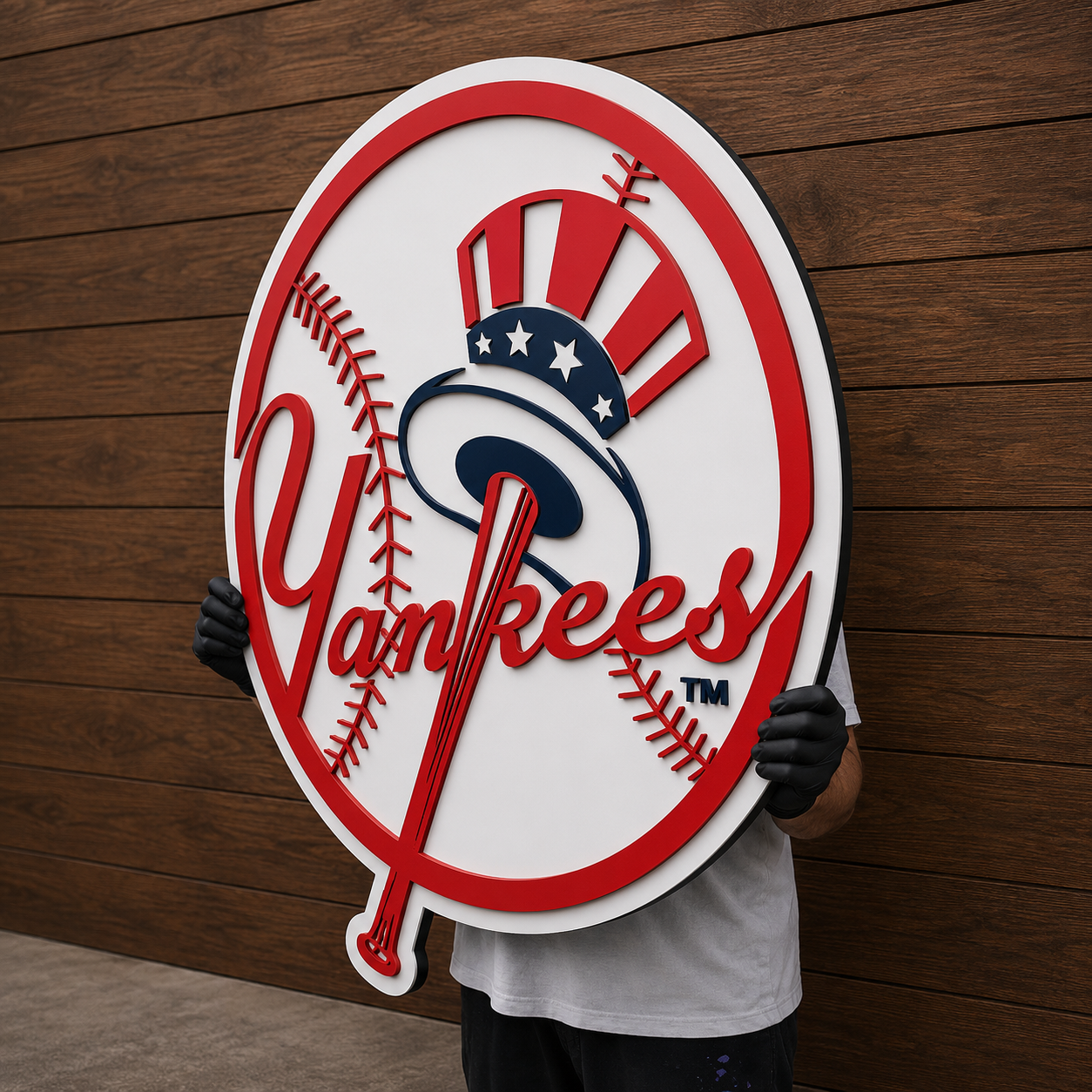 New York Yankees 3D Wood Medallion Sign – Classic Baseball Decor in Real Wood