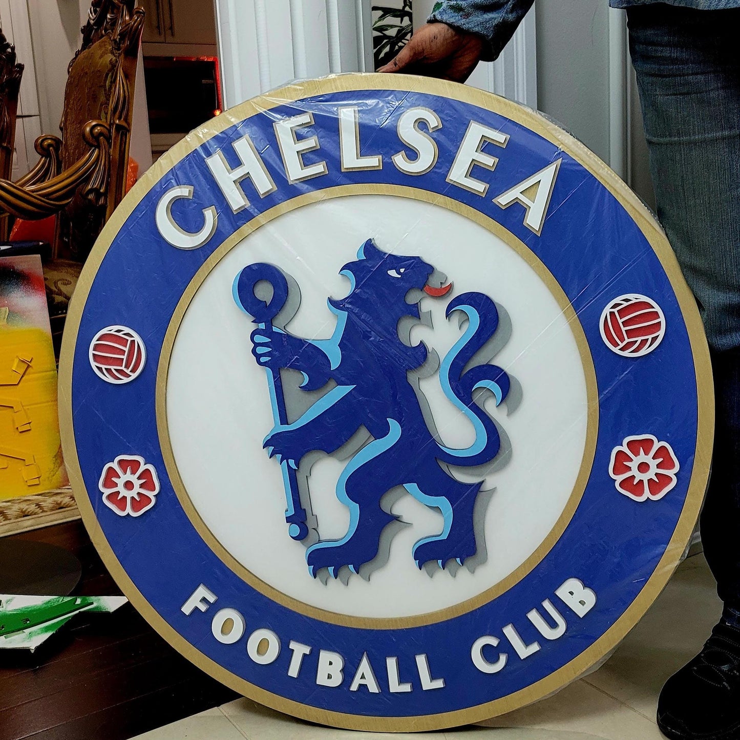 Chelsea FC 3D Wood Sign | Football Man Cave Decor, Games Room Wall Art & Fan Gift