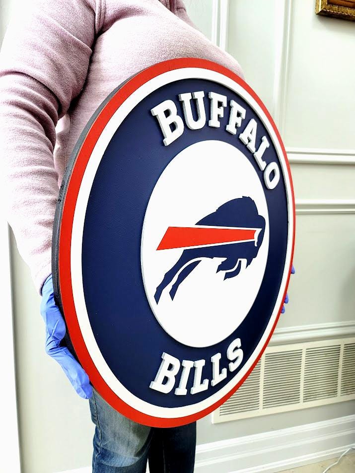 Buffalo Bills 3D Multi-Layer Wooden Football Logo Sign | Man Cave Wall Decor | NFL Fan Gift
