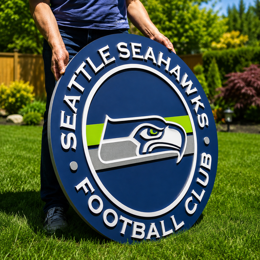 Seattle Seahawks 3D Wood Sign | Football Club Medallion, Man Cave Decor